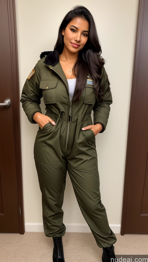 related ai porn images free for Woman One Beautiful Busty Perfect Body 18 Black Hair Brazilian Military Jumpsuit Detailed Front View Parka Shirt Jacket