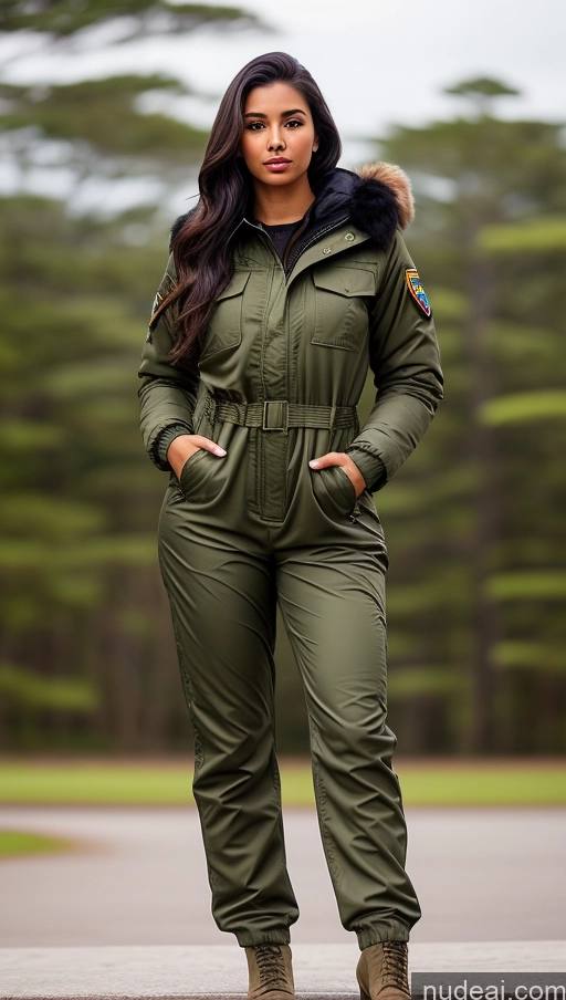 related ai porn images free for Woman One Beautiful Busty Perfect Body 18 Black Hair Brazilian Military Jumpsuit Detailed Front View Parka Shirt Jacket
