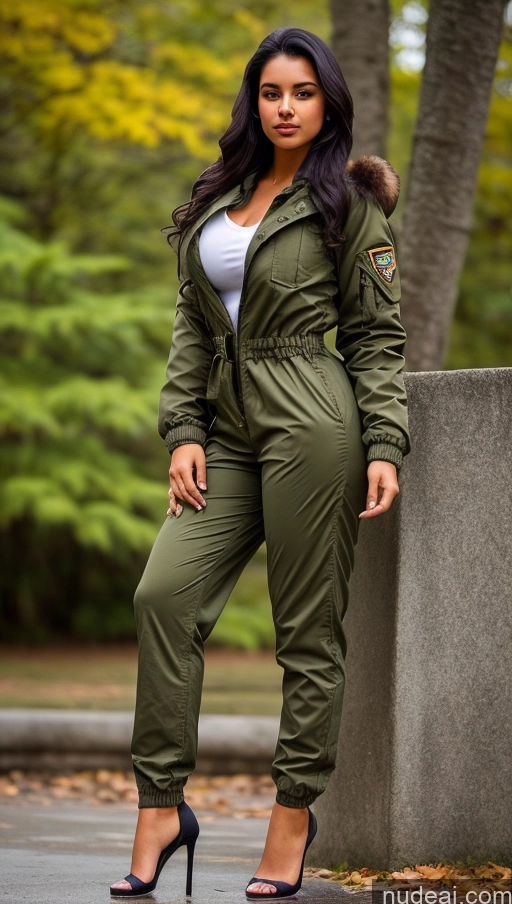 related ai porn images free for Woman One Beautiful Busty Perfect Body 18 Black Hair Brazilian Military Jumpsuit Detailed Front View Parka Shirt Jacket