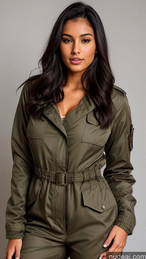 related ai porn images free for Woman One Beautiful Busty Perfect Body 18 Black Hair Brazilian Military Jumpsuit Detailed Front View Parka Shirt Jacket Chemise Tunic