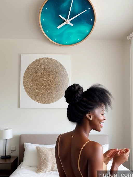 related ai porn images free for Nude Woman One Thick Short 20s Happy Black Hair Hair Bun Black Bedroom Back View Detailed Surrealist