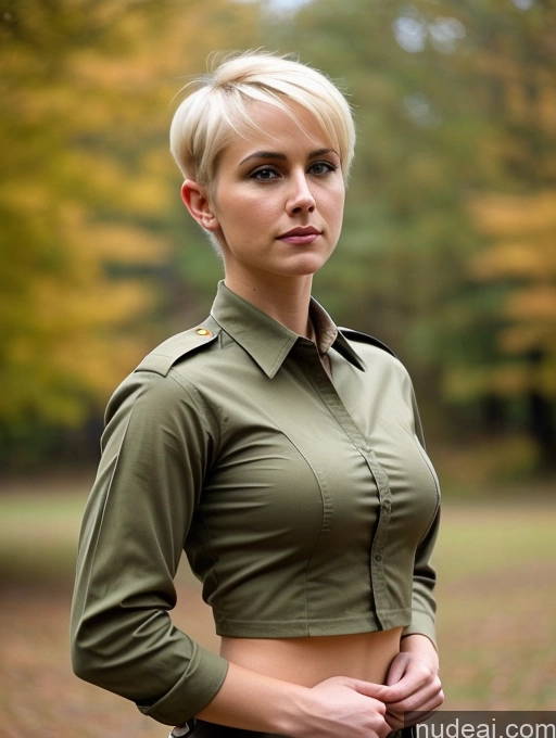related ai porn images free for Woman Beautiful Blonde Front View Perfect Boobs Perfect Body 20s Military Sexy Face Pixie British Sad T-pose Shirt