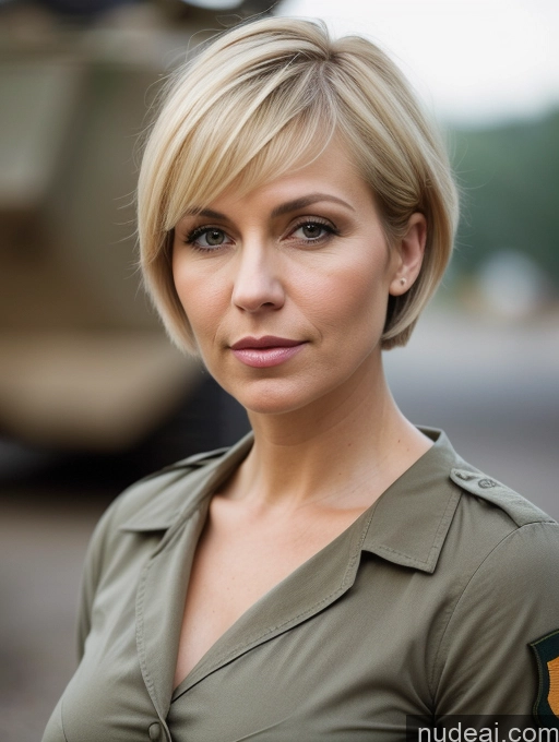 related ai porn images free for Beautiful Blonde Front View Military Perfect Boobs Woman Thick 50s Serious Short Hair German