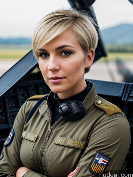 related ai porn images free for Woman Thick Beautiful 20s Serious Blonde Short Hair German Front View Military Pilot