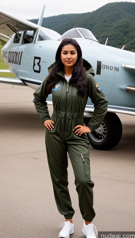 related ai porn images free for Woman One Busty Beautiful Perfect Body 18 Seductive Sexy Face Black Hair Brazilian Front View Pilot Jumpsuit Detailed Parka