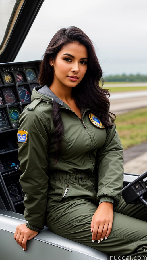 related ai porn images free for Woman One Busty Beautiful Perfect Body 18 Seductive Sexy Face Black Hair Brazilian Front View Pilot Jumpsuit Detailed Parka
