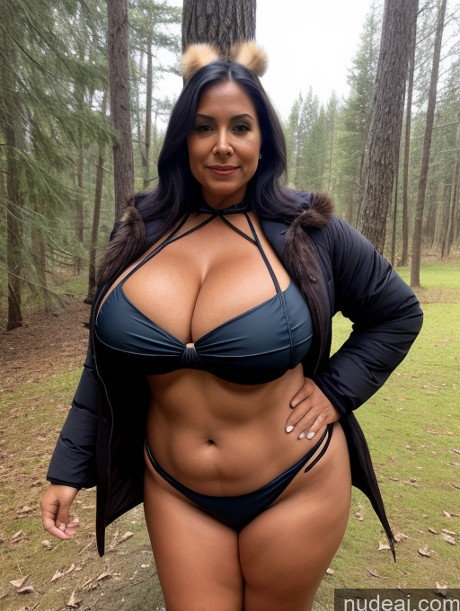 related ai porn images free for One Busty Huge Boobs Thick Tanned Skin Front View Microkini Thong Native American 60s Lumberjack Parka Witch