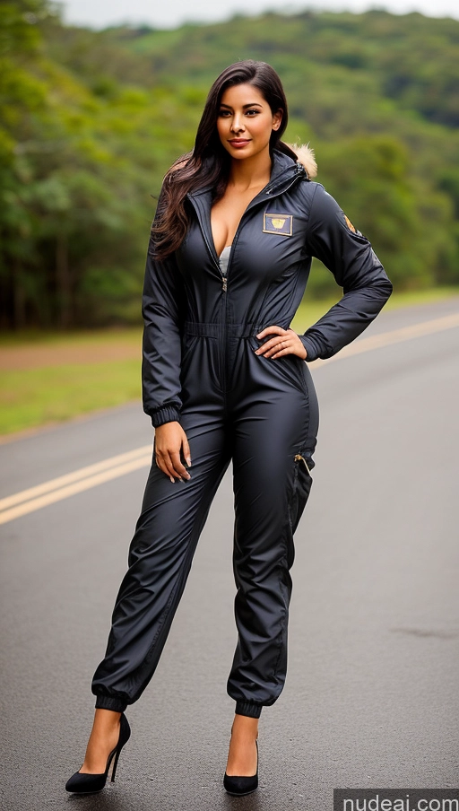 related ai porn images free for Woman One Busty Beautiful Perfect Body 18 Seductive Sexy Face Black Hair Brazilian Front View Pilot Jumpsuit Detailed Parka