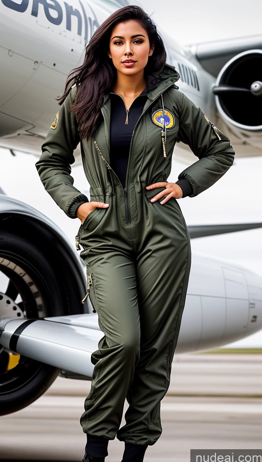 related ai porn images free for Woman One Busty Beautiful Perfect Body 18 Seductive Sexy Face Black Hair Brazilian Front View Pilot Jumpsuit Detailed Parka