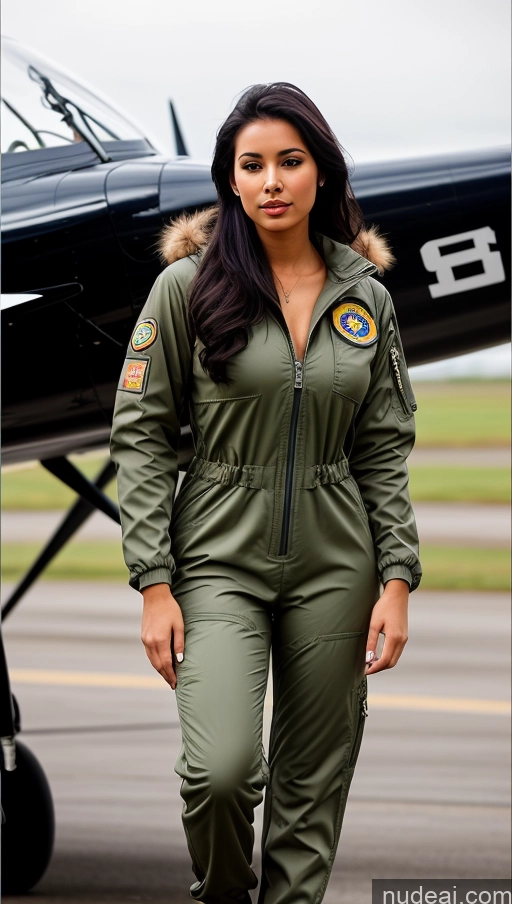 related ai porn images free for Woman One Busty Beautiful Perfect Body 18 Seductive Sexy Face Black Hair Brazilian Front View Pilot Jumpsuit Detailed Parka Boots