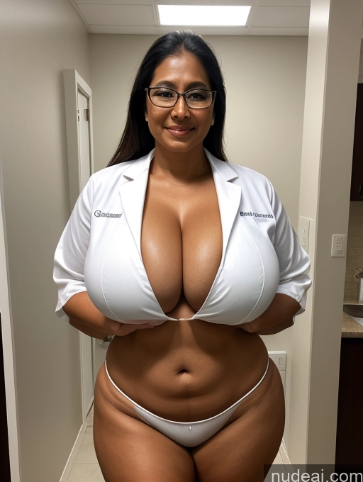 related ai porn images free for One Busty Huge Boobs Thick Tanned Skin Indian Front View Microkini Thong 60s Maid Lab Coat Glasses