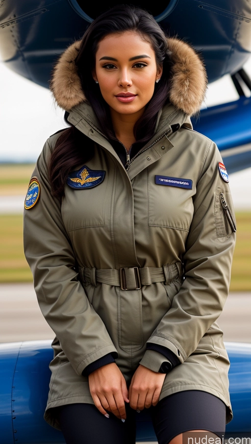 related ai porn images free for Woman One Busty Beautiful Perfect Body 18 Seductive Sexy Face Black Hair Brazilian Close-up View Parka Pilot Jumpsuit Boots Detailed