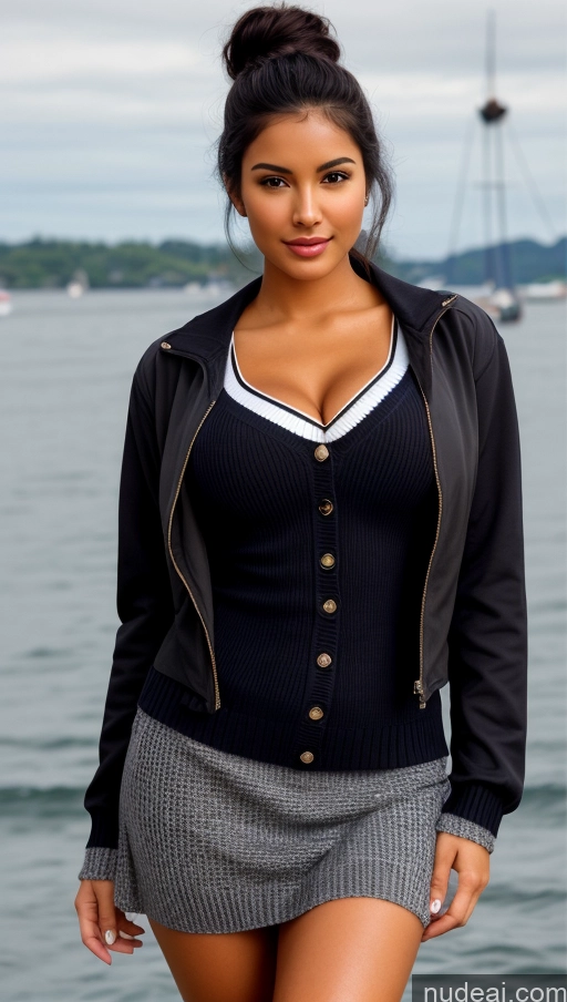 related ai porn images free for Woman One Busty Beautiful Perfect Body 18 Seductive Sexy Face Black Hair Brazilian Close-up View Boots Detailed Stage Sundress Long Skirt Jacket Sailor Sweater