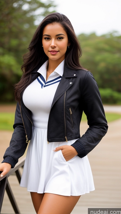 related ai porn images free for Woman One Busty Beautiful Perfect Body 18 Seductive Sexy Face Black Hair Brazilian Close-up View Boots Detailed Stage Sundress Long Skirt Jacket Sailor Sweater