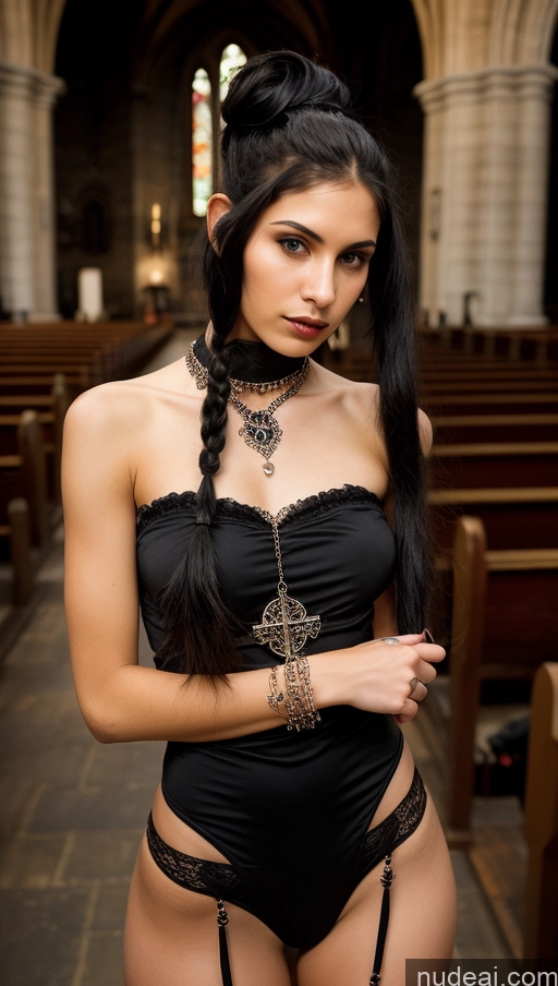 related ai porn images free for Woman One Small Tits Small Ass Skinny 18 Serious Black Hair Pigtails White Church Jewelry Dark Lighting Goth