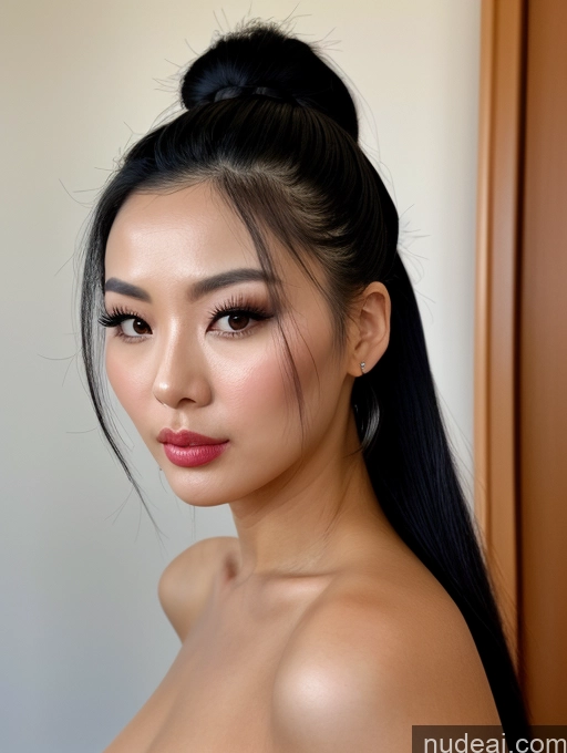 related ai porn images free for Beautiful Close-up View Black Hair Chinese 30s Detailed Ponytail Pouting Lips