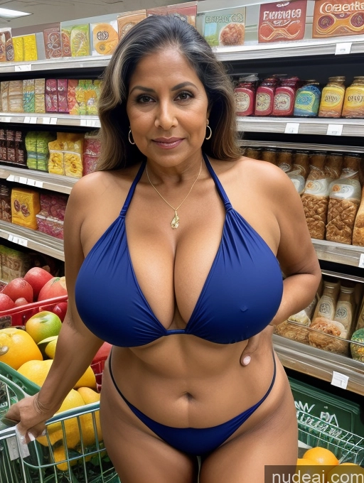 related ai porn images free for Milf One Busty Huge Boobs Thick Tanned Skin Microkini Thong Front View 80s Indian Grocery