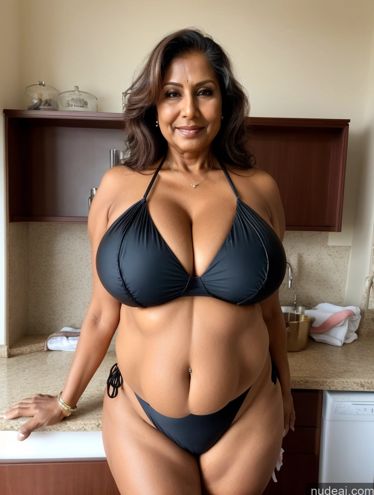 related ai porn images free for Milf One Busty Huge Boobs Thick Tanned Skin Microkini Thong Front View Indian 60s Maid