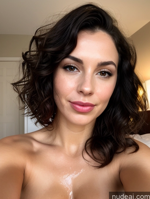 related ai porn images free for Woman One Small Tits Oiled Body Fairer Skin 30s Happy Brunette Curly Hair British Dark Lighting Skinny Nude Bedroom Close-up View Pouting Lips Cumshot