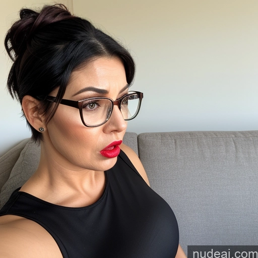 related ai porn images free for Czech Short Big Ass Busty Black Hair Pixie Couch Jumpsuit Angry 70s Close-up View Glasses Lipstick