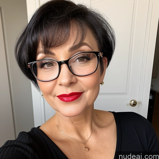 related ai porn images free for Czech Short Big Ass Busty Black Hair Pixie Jumpsuit Close-up View Glasses Lipstick 60s