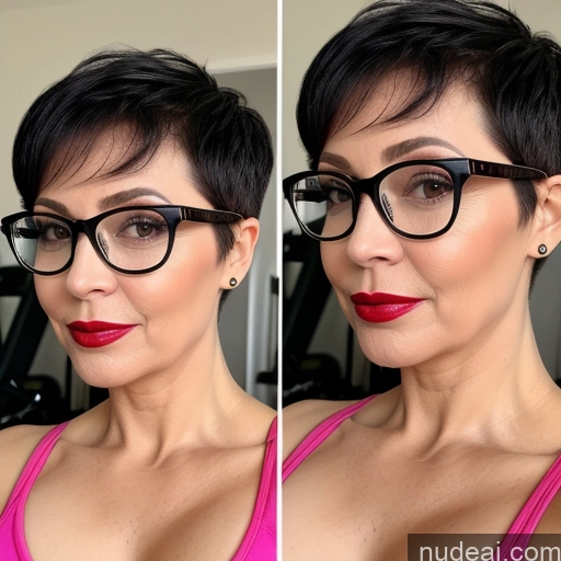 related ai porn images free for Czech Short Big Ass Busty Black Hair Pixie Jumpsuit Close-up View Glasses Lipstick 60s Working Out