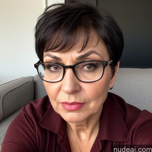 related ai porn images free for Short Busty Black Hair Pixie Jumpsuit Glasses Lipstick Milf 50s Couch Czech Angry Serious Sexy Face Close-up View