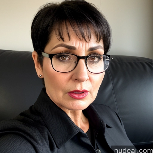 related ai porn images free for Short Busty Black Hair Pixie Jumpsuit Glasses Lipstick Milf 50s Couch Czech Angry Serious Sexy Face Close-up View 3d Perfect Boobs