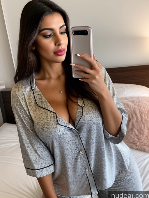 related ai porn images free for Woman Perfect Boobs 20s Brunette Long Hair Brazilian Pajamas Bedroom Mirror Selfie Front View Pouting Lips