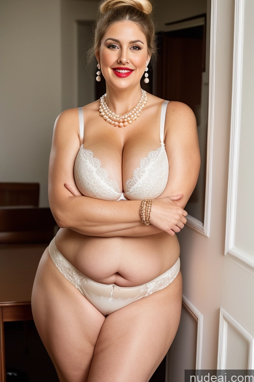 related ai porn images free for Milf Busty Huge Boobs Beautiful Lipstick Big Ass Chubby Thick Fat Big Hips Fairer Skin 80s Bra Panties Cleavage Pearl Jewelry Hair Bun Laughing