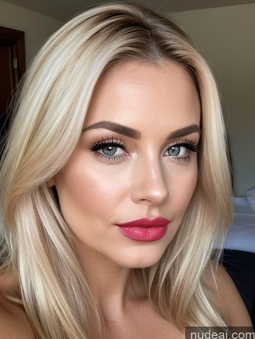 related ai porn images free for Close-up View Detailed Beautiful Pouting Lips Perfect Boobs Blonde Lipstick 40s