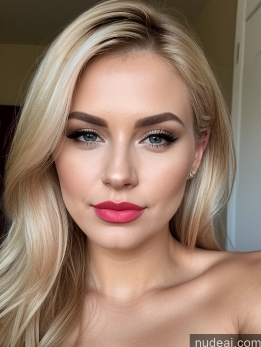 related ai porn images free for Close-up View Detailed Beautiful Pouting Lips Perfect Boobs Blonde Lipstick 30s