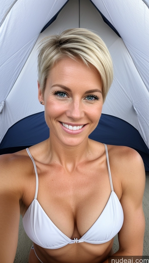 related ai porn images free for Model One Small Tits Skinny 40s Happy Pixie Tent Bikini Cleavage Detailed Muscular Close-up View Scandinavian
