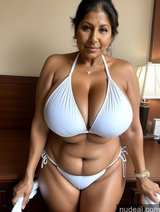 related ai porn images free for Milf One Busty Huge Boobs Thick Tanned Skin 60s Indian Front View Microkini Thong Maid