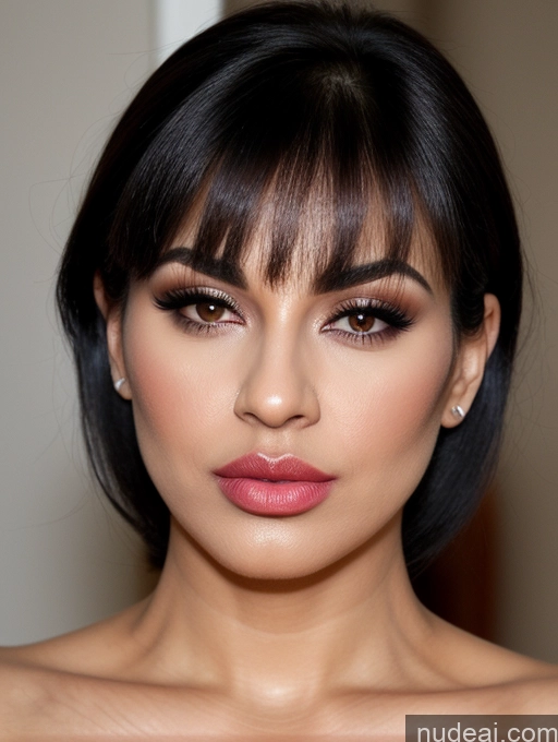 related ai porn images free for Black Hair Close-up View Detailed Persian Bangs Pouting Lips 30s