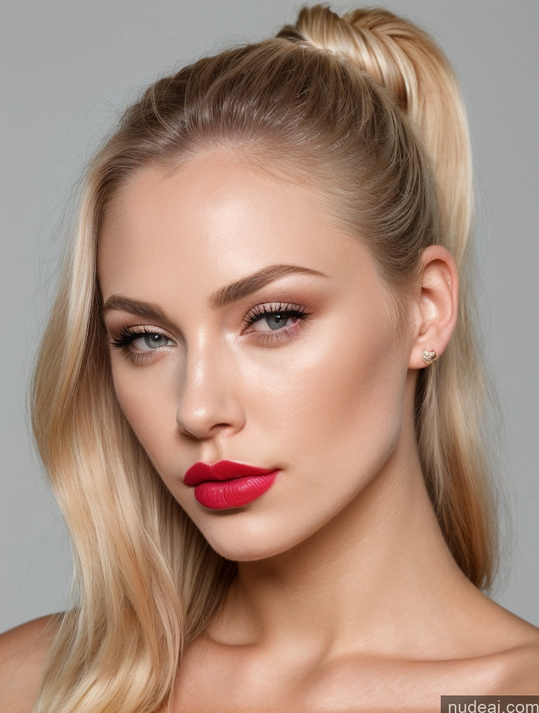 related ai porn images free for Close-up View Detailed Pouting Lips 20s Blonde Lipstick Ponytail