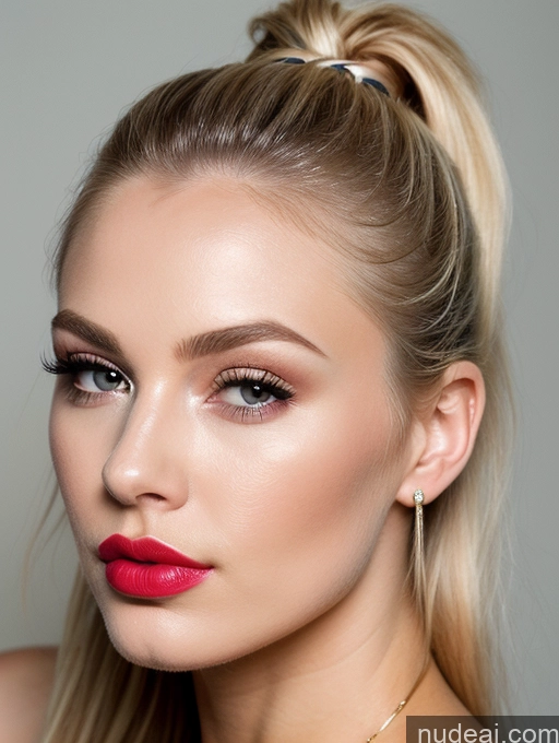 related ai porn images free for Close-up View Detailed Pouting Lips 20s Blonde Lipstick Ponytail