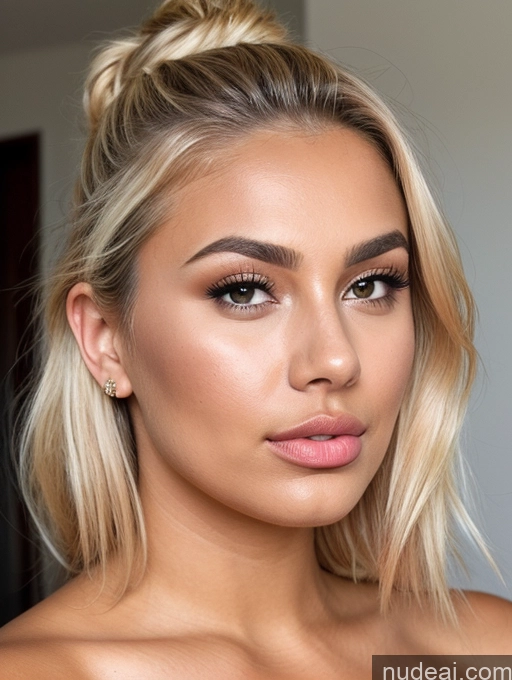 related ai porn images free for Close-up View Detailed Pouting Lips Blonde Tanned Skin British 20s Hair Bun Chubby