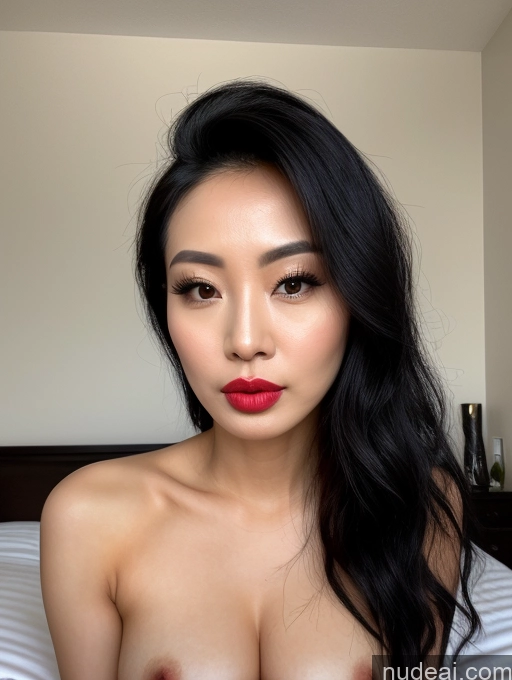 related ai porn images free for Close-up View Detailed Lipstick Messy Pouting Lips Black Hair Chinese 30s