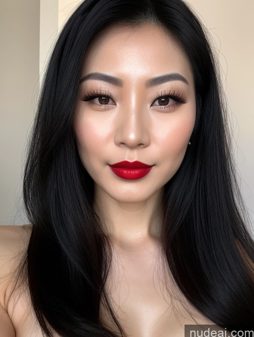 related ai porn images free for Close-up View Detailed Lipstick Black Hair Chinese 30s Long Hair
