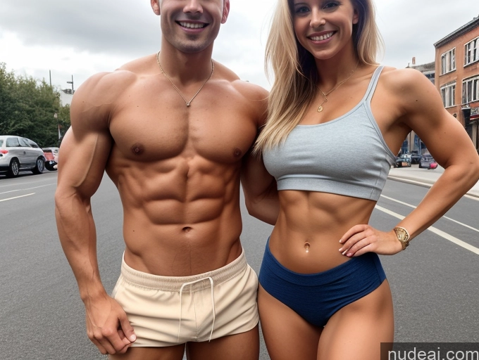 related ai porn images free for Beautiful Abs Skinny Small Ass Tanned Skin Happy Sexy Face Blonde Street Crop Top Micro Skirt Busty Woman + Man Muscular