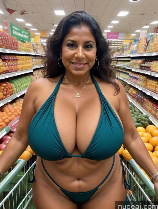 related ai porn images free for Milf One Busty Huge Boobs Thick Tanned Skin 60s Indian Grocery Front View Microkini Thong