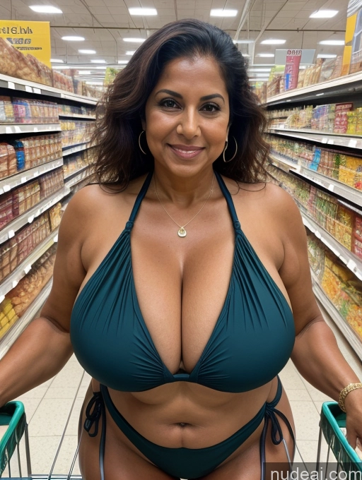 related ai porn images free for Milf One Busty Huge Boobs Thick Tanned Skin 60s Indian Grocery Front View Microkini Thong