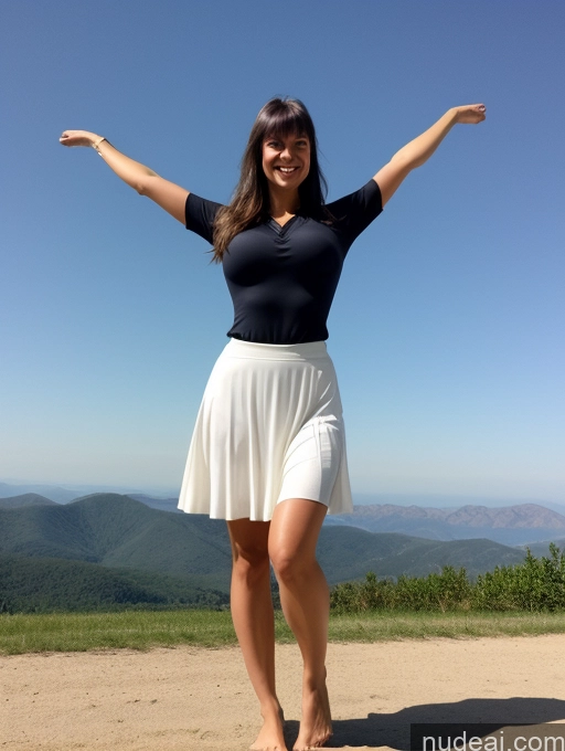 related ai porn images free for Woman Perfect Body 30s Happy Front View Perfect Boobs T-pose Brunette Italian Bangs Shirt Long Skirt Beautiful