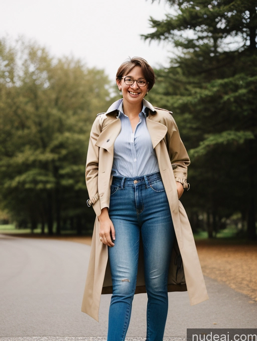 related ai porn images free for Woman Small Tits Glasses Small Ass Skinny Pubic Hair 20s Happy Brunette Pixie British Jeans Full Frontal Shirt Trench Coat