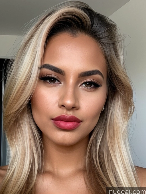 related ai porn images free for Lipstick Blonde Pouting Lips Beautiful Detailed Tanned Skin Black Long Hair 20s Close-up View