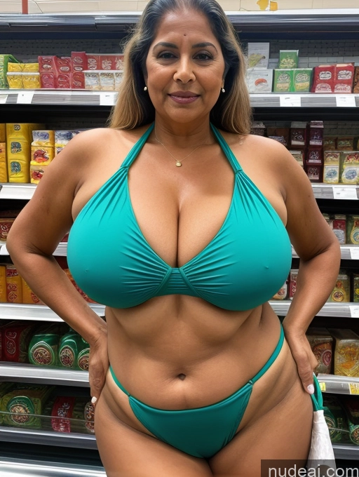 related ai porn images free for Milf One Busty Huge Boobs Thick Tanned Skin Indian Front View Microkini Thong Lab Coat Grocery 80s