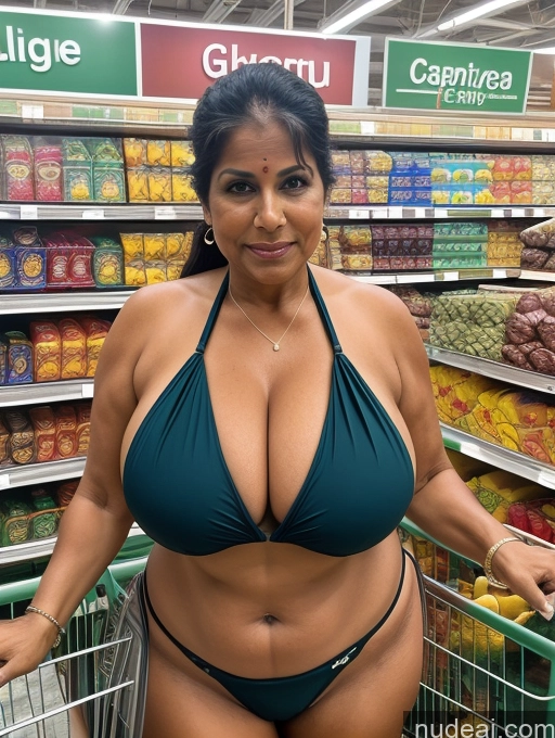 related ai porn images free for Milf One Busty Huge Boobs Thick Tanned Skin 60s Indian Grocery Front View Microkini Thong