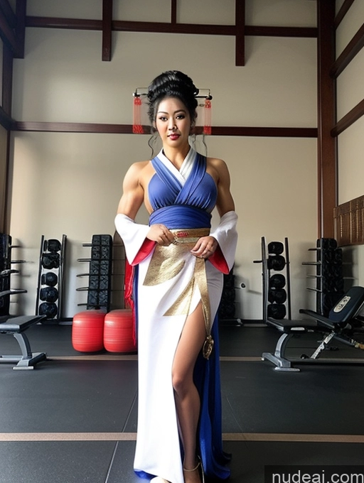 Bodybuilder Huge Boobs Beautiful Muscular Abs Thick Big Hips Tall 30s Asian Gym Geisha Detailed Ganyu: Genshin Impact Cosplayers