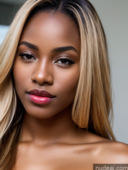 related ai porn images free for Beautiful 18 Close-up View African Tanned Skin Detailed Blonde Lipstick Bright Lighting Long Hair